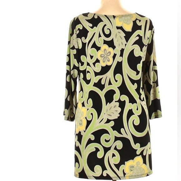 Style & Co black green and yellow floral print tunic top size large - Picture 2 of 5